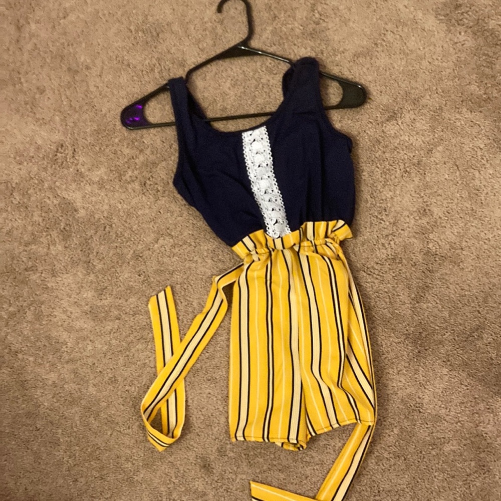 Blue and yellow romper size 14